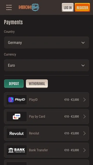 neon54 payments